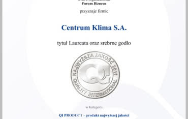 Producent systemów wentylacyjnych nagrodzony godłem "Najwyższa Jakość 2011"